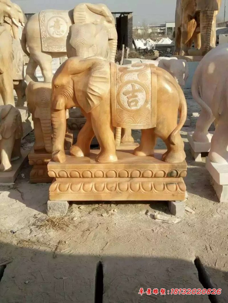 晚霞红镇宅吉祥大象雕塑