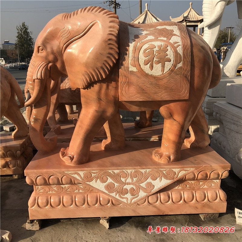 晚霞红镇宅吉祥大象雕塑
