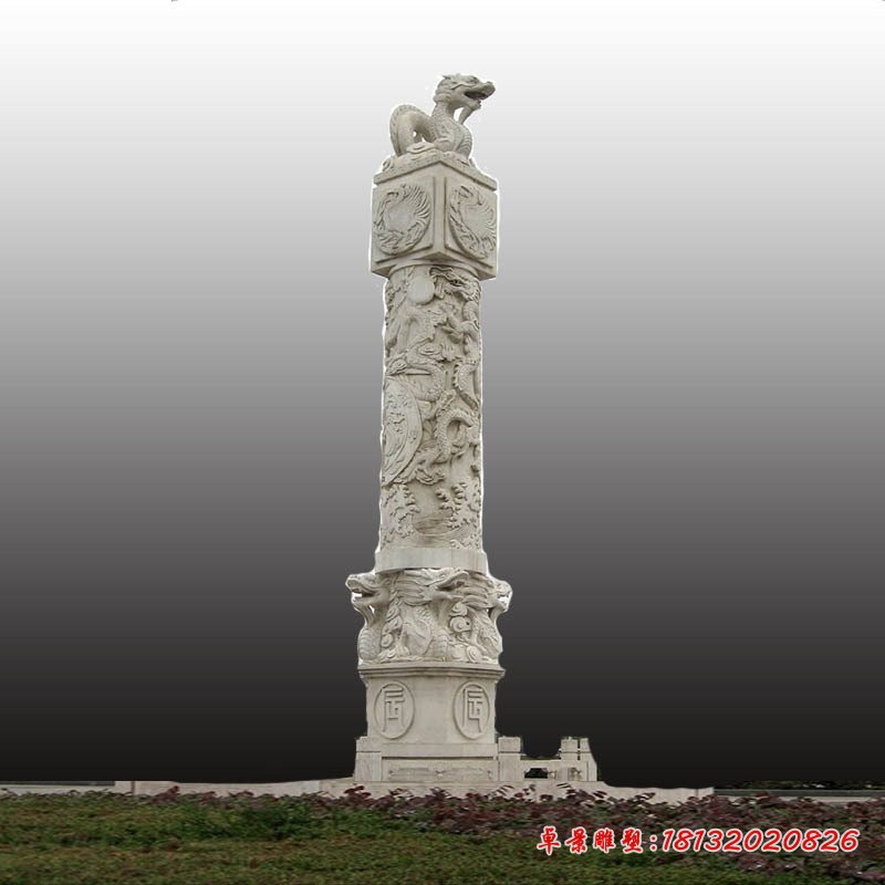 12生肖龙柱石雕广场景观石雕