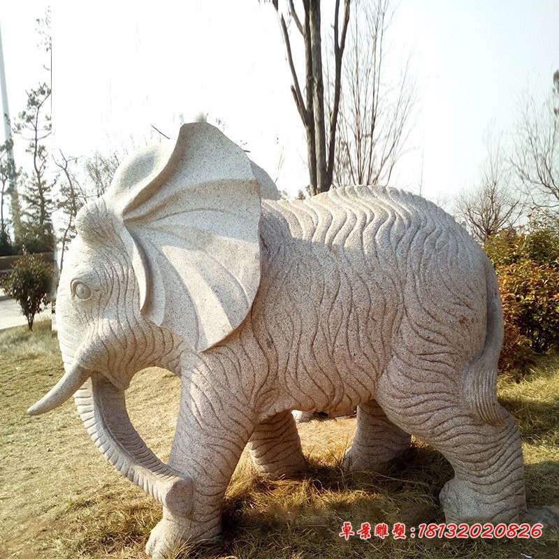 大理石大象公园动物石雕 