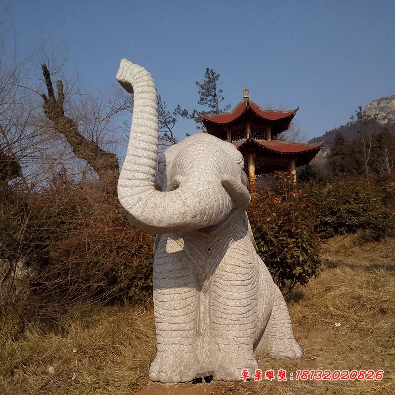大理石大象公园动物石雕 