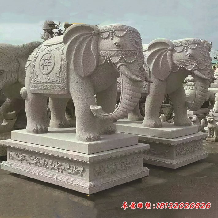 大理石大象公园动物石雕