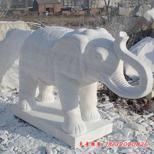 大理石大象招财大象石雕 