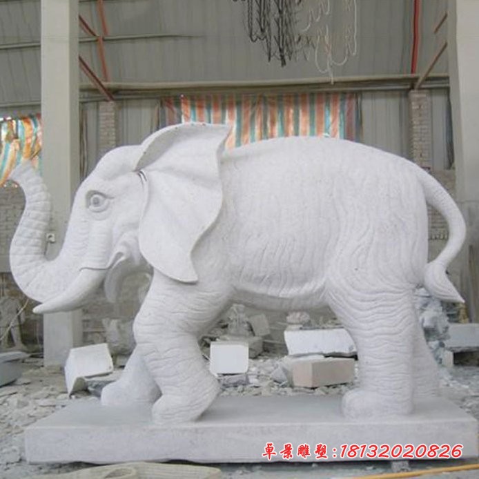 大理石大象招财大象石雕 