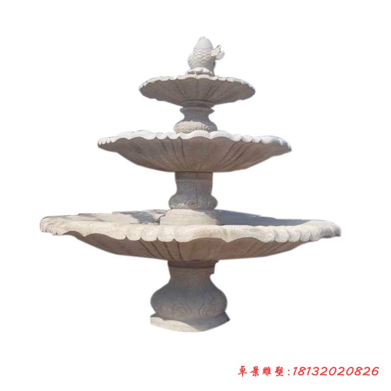 大理石多层喷泉别墅景观石雕 