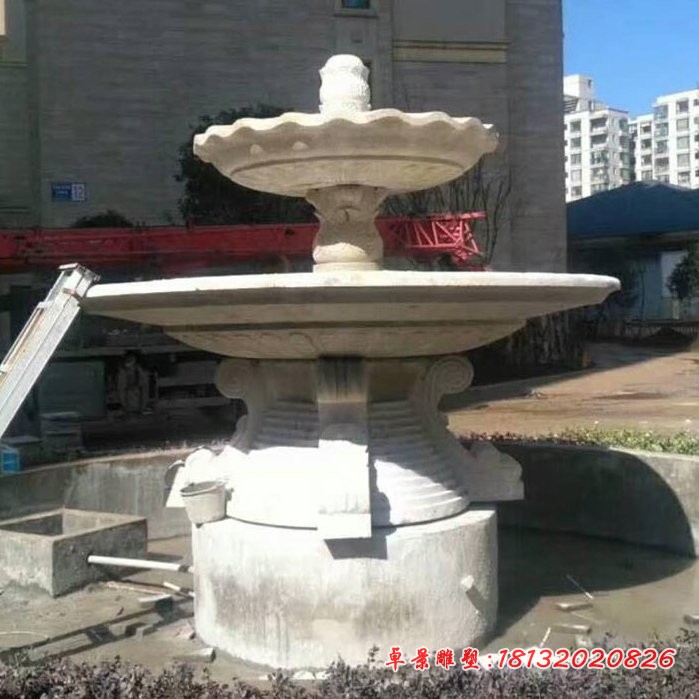 大理石多层喷泉别墅景观石雕 