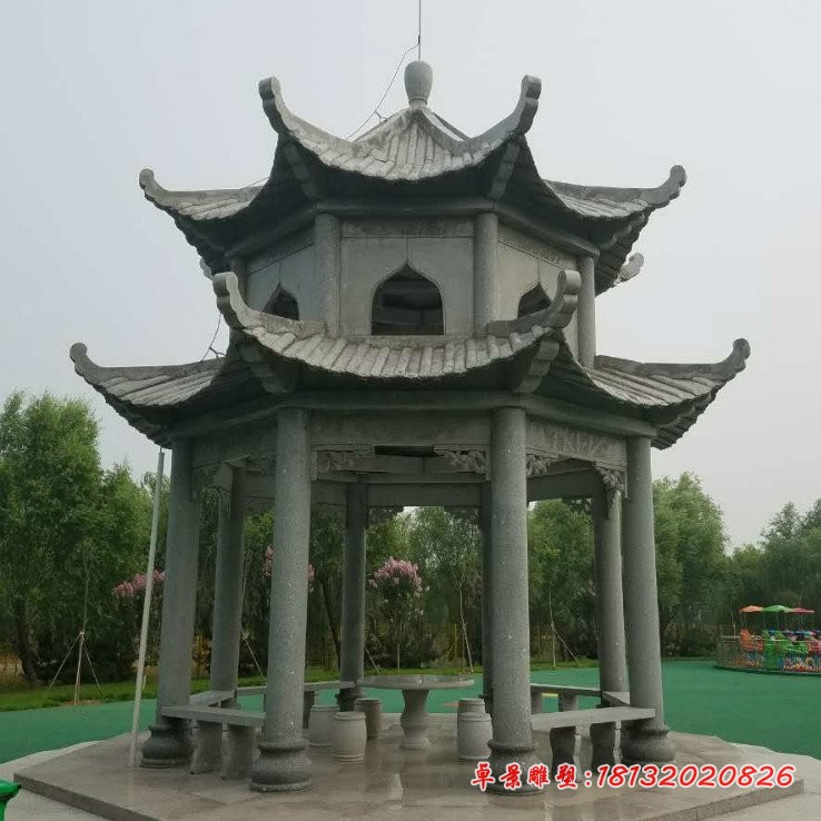 大理石凉亭双层凉亭石雕