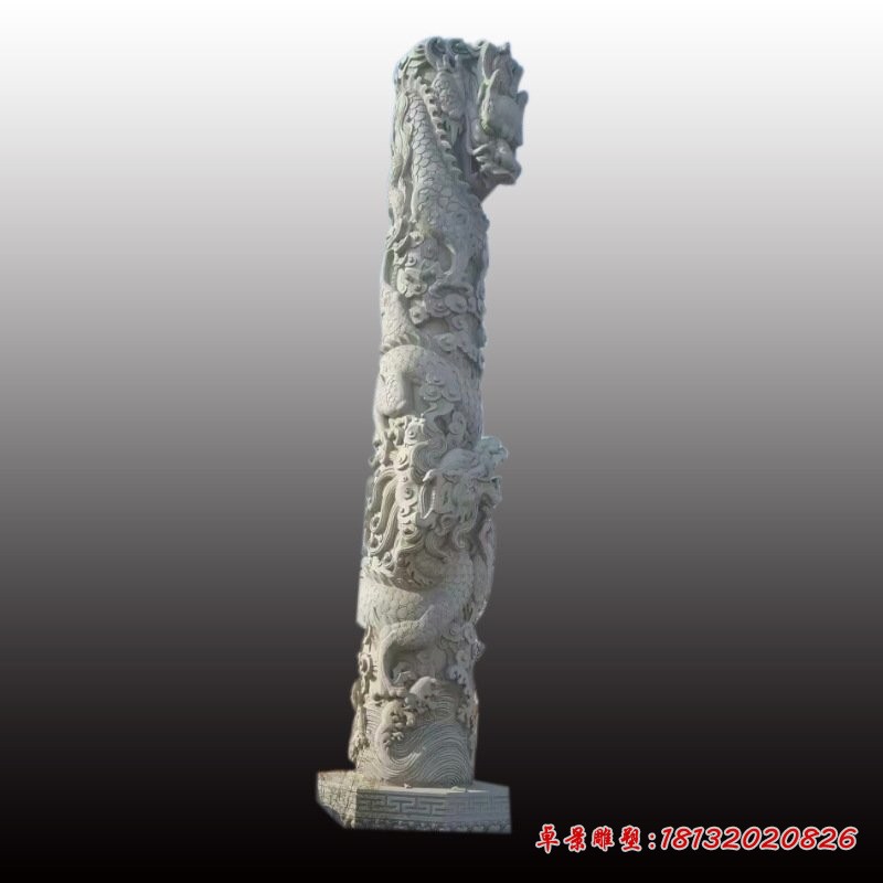 大理石龙柱园林景观石雕