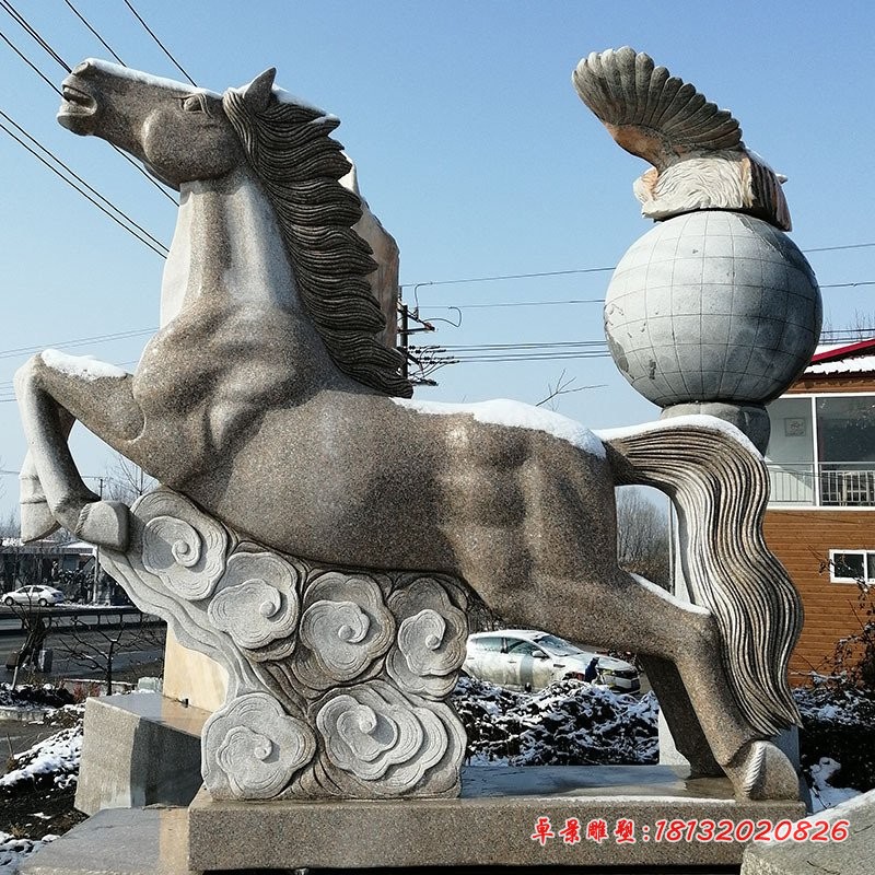 大理石马雕塑马踏祥云石雕