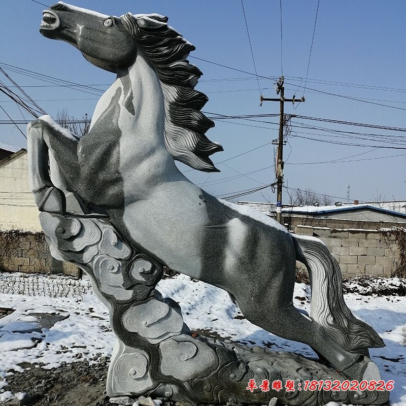 大理石马雕塑马踏祥云石雕 