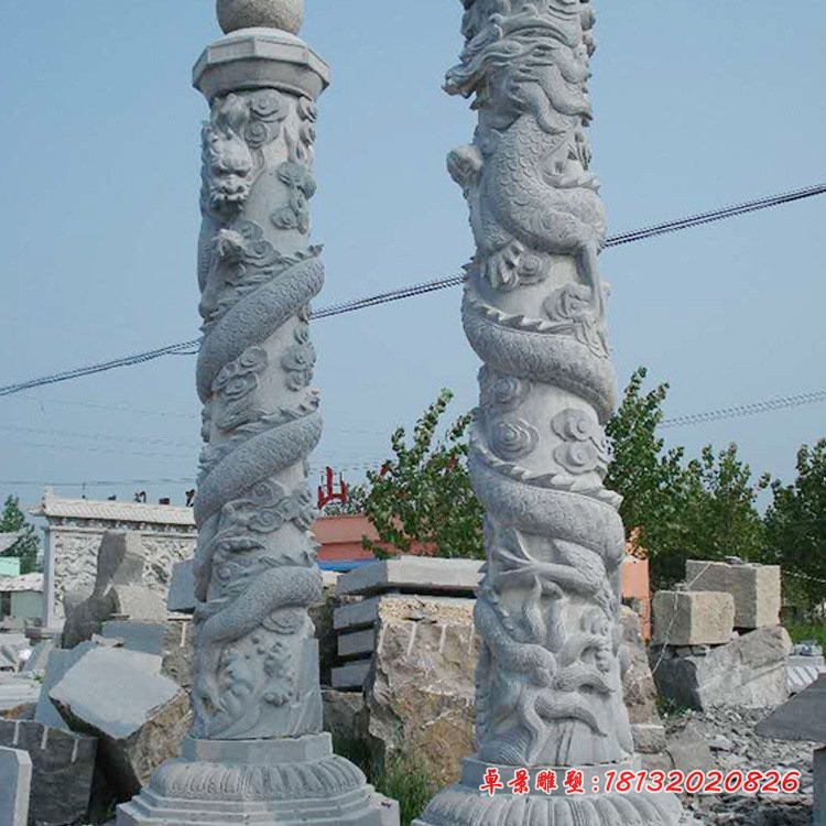 大理石盘龙柱广场景观石雕
