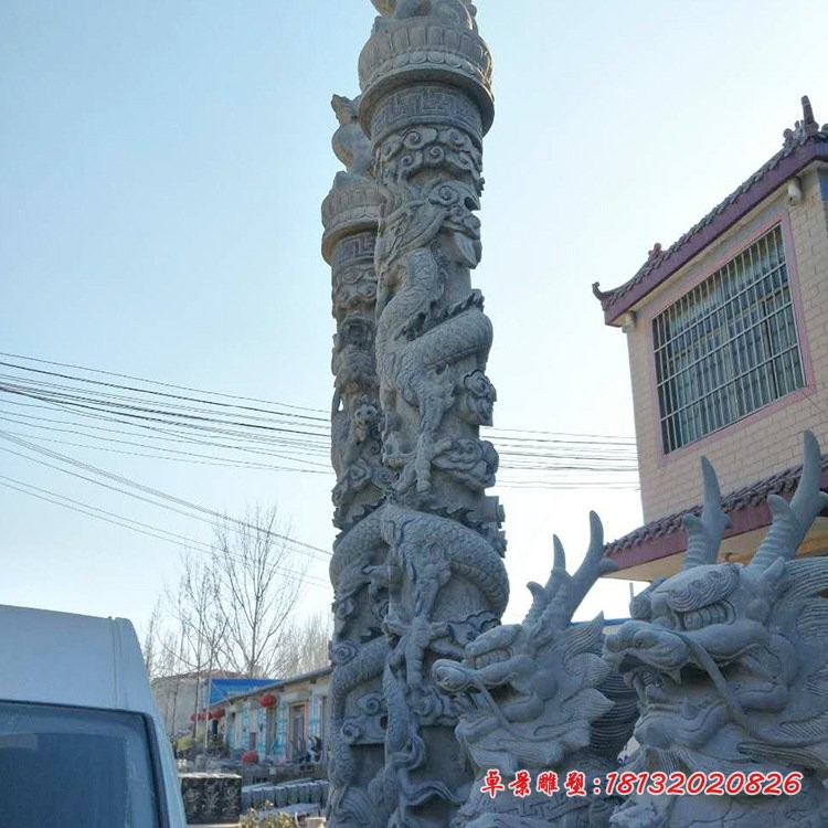 大理石盘龙柱广场景观石雕 