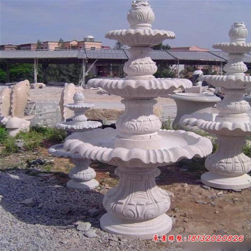 大理石喷泉多层喷泉石雕 