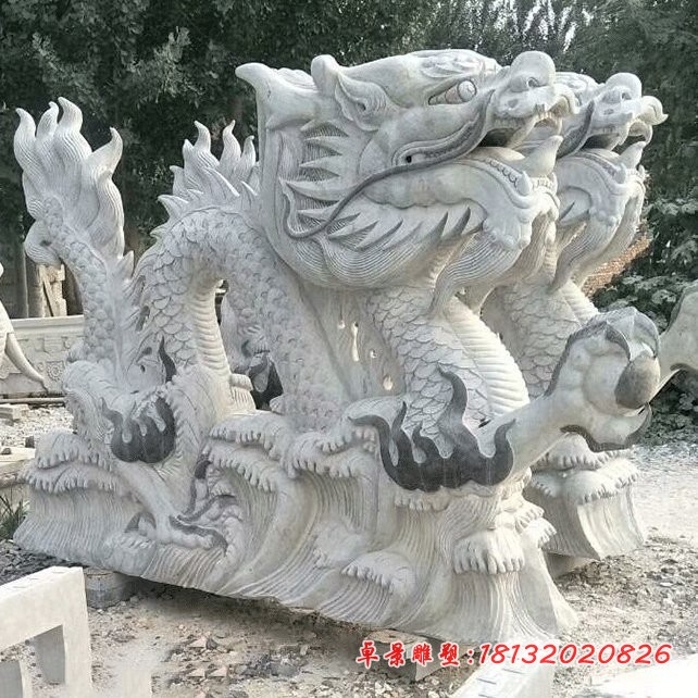 大理石生肖龙公园景观石雕