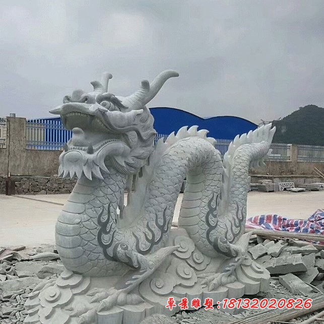 大理石生肖龙公园景观石雕