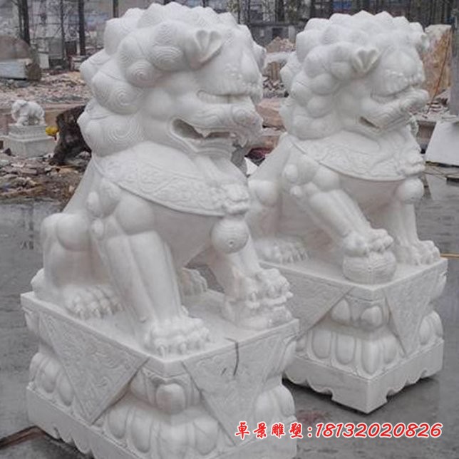 大理石狮子寺庙景观石雕