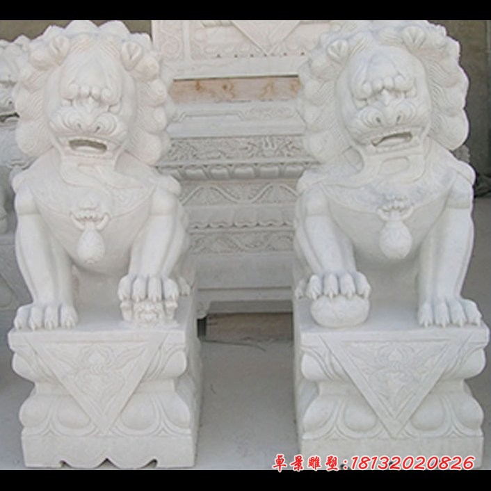 大理石狮子寺庙景观石雕 