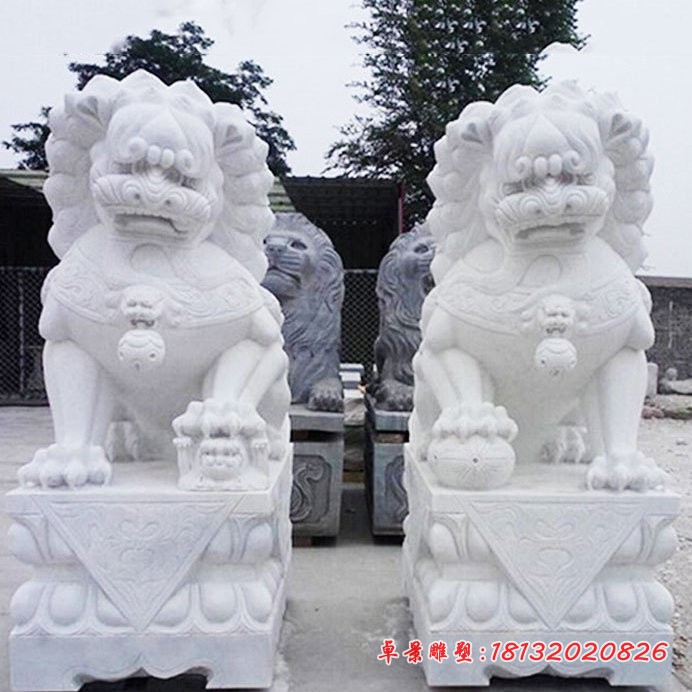 大理石狮子寺庙景观石雕 