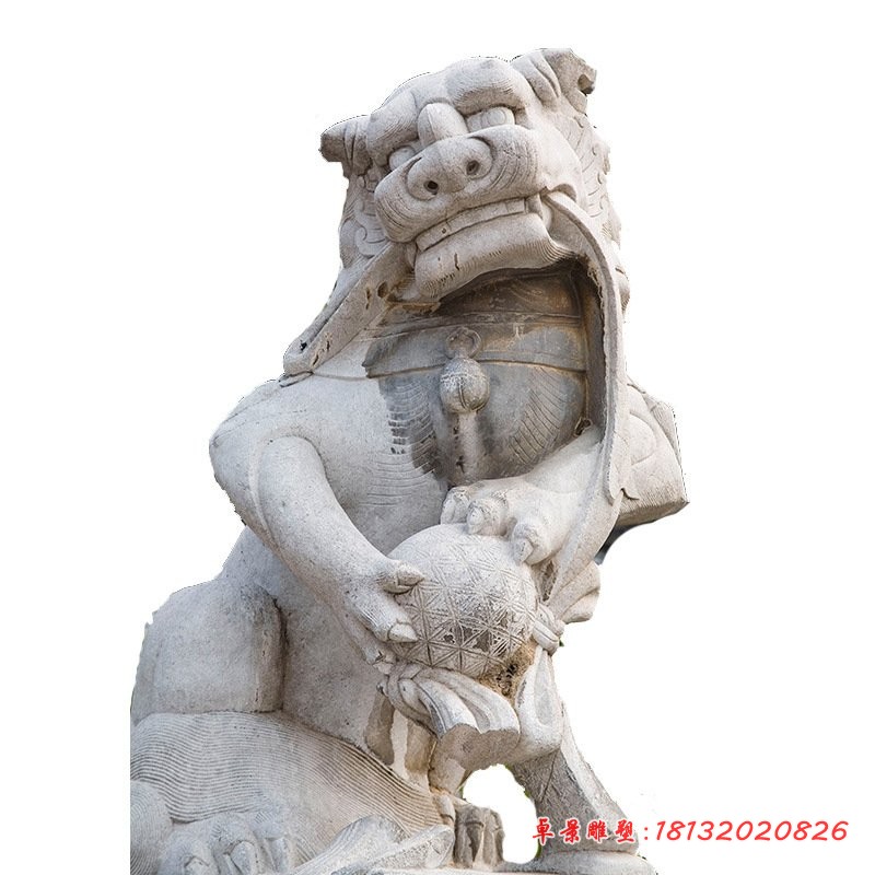 大理石狮子寺庙石狮子 
