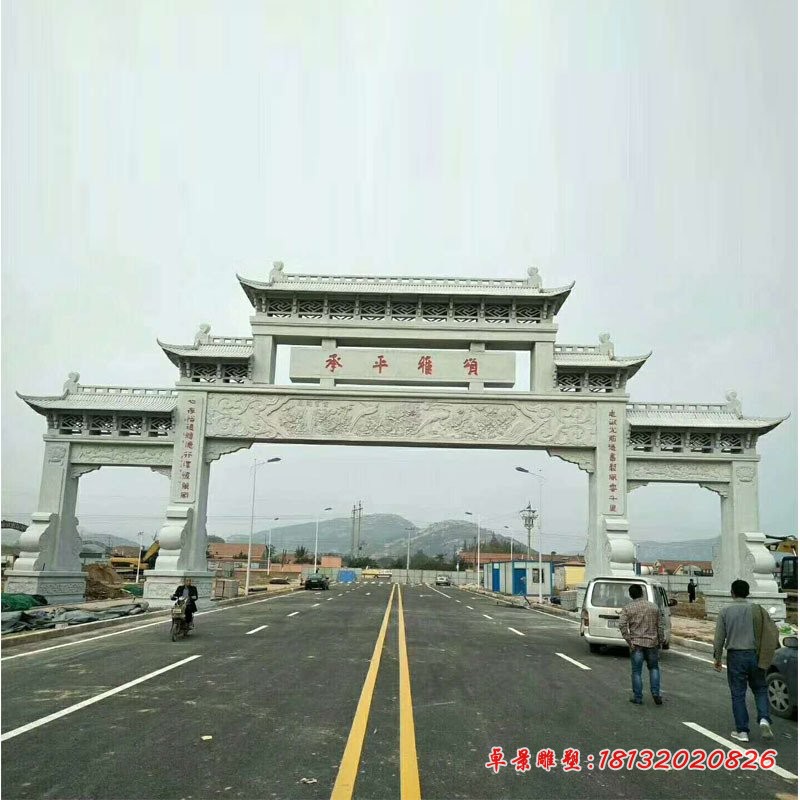 大型三门石牌坊道路牌坊石雕