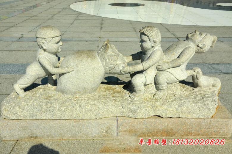 拔萝卜的人物石雕 大理石广场景观石雕