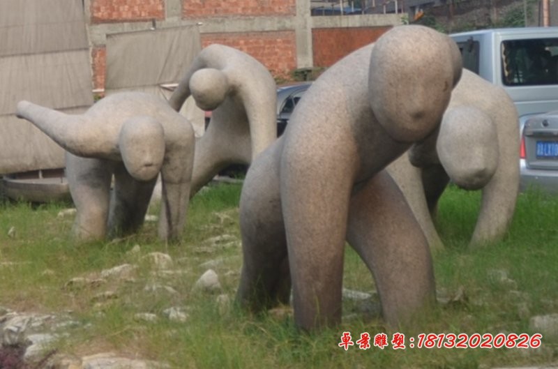 抽象赛跑人物石雕 街边景观石雕