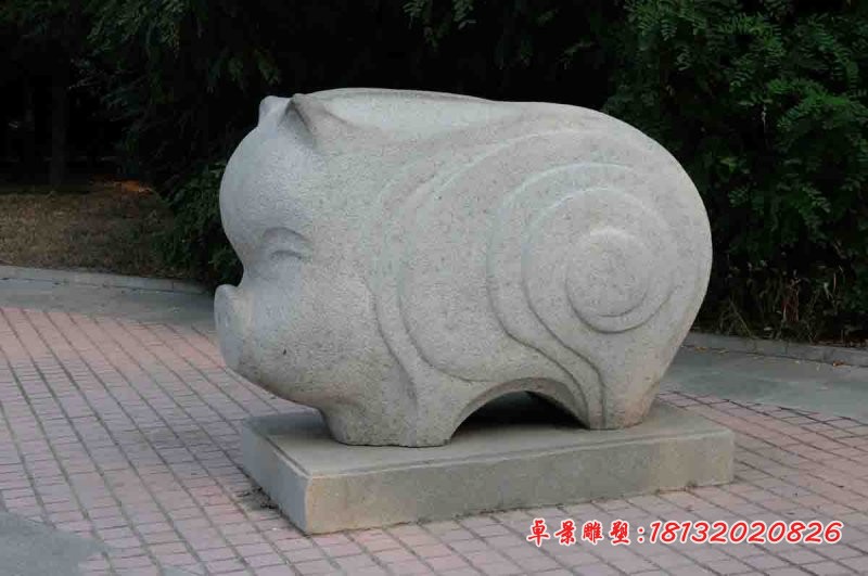抽象猪石雕 公园抽象动物雕塑