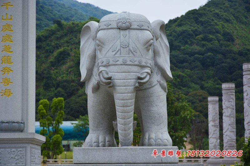大理石大象石雕 公园动物石雕 (2)