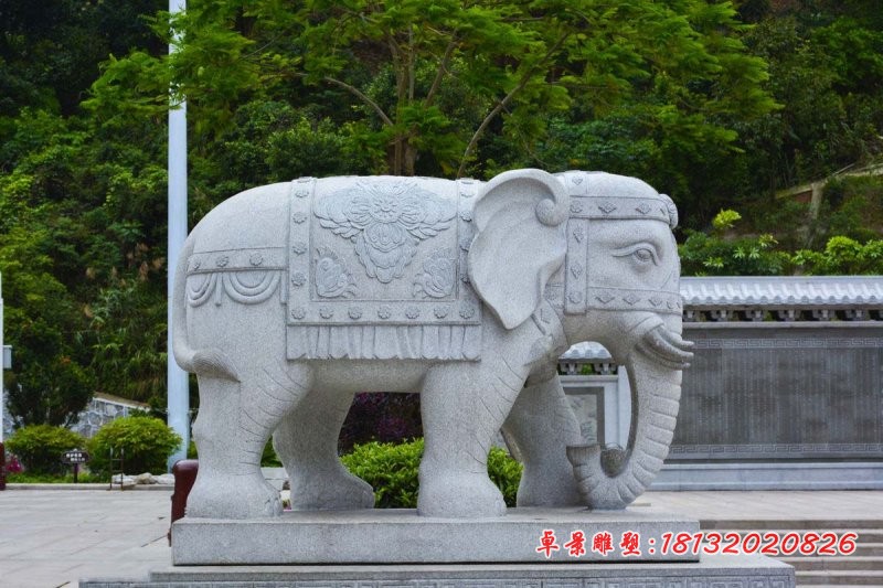 大理石大象石雕 公园动物石雕
