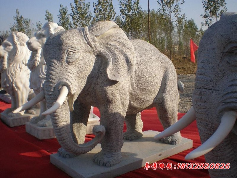 大理石大象石雕 门口大象雕塑