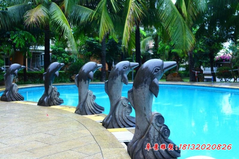 大理石海豚石雕 动物石雕