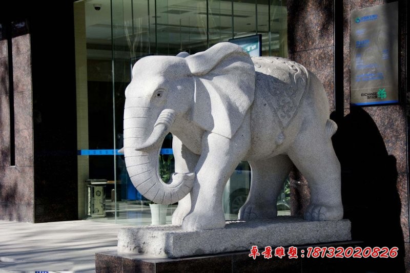 大理石看门大象石雕 动物石雕