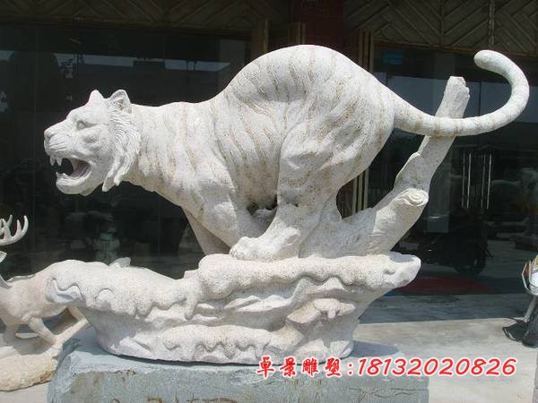 大理石老虎雕塑 公园动物石雕