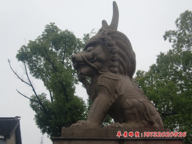 大理石麒麟雕塑 门口麒麟石雕