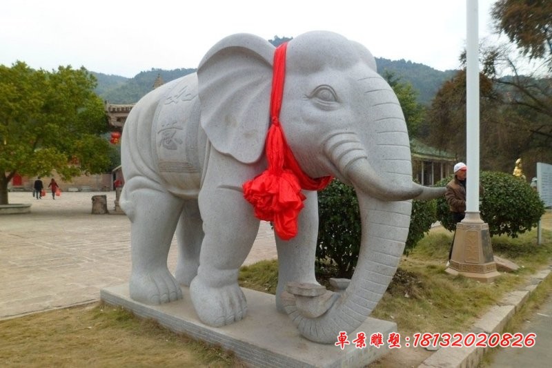 大理石如意大象雕塑 门口大象石雕
