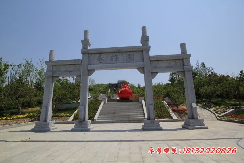 大理石三门牌坊石雕 公园牌坊石雕