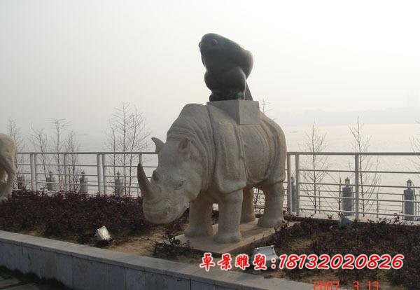 大理石犀牛石雕 动物石雕