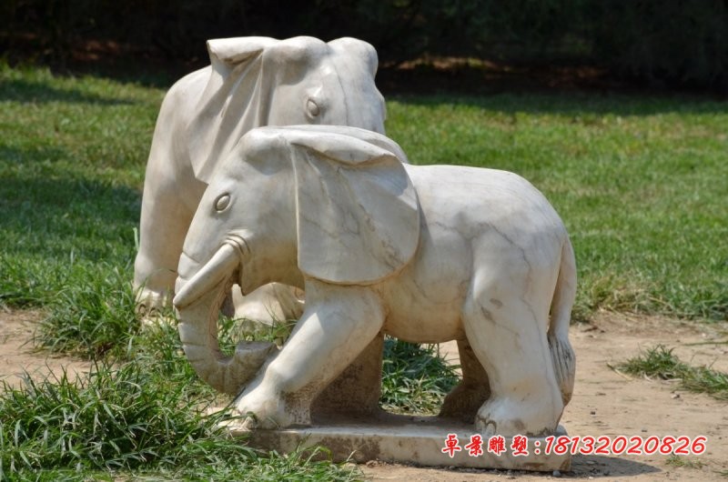 大理石小象石雕公园动物石雕