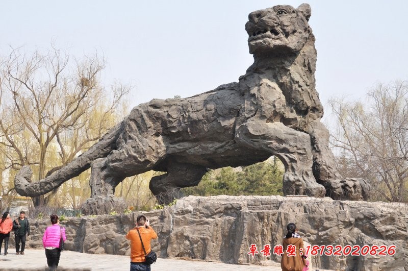 大型抽象老虎石雕 大理石公园动物石雕