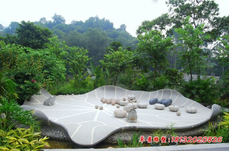 大型荷叶石雕 大理石景观雕塑