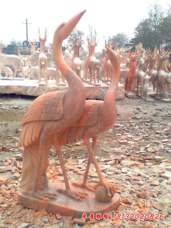 丹顶鹤石雕 晚霞红公园动物石雕 