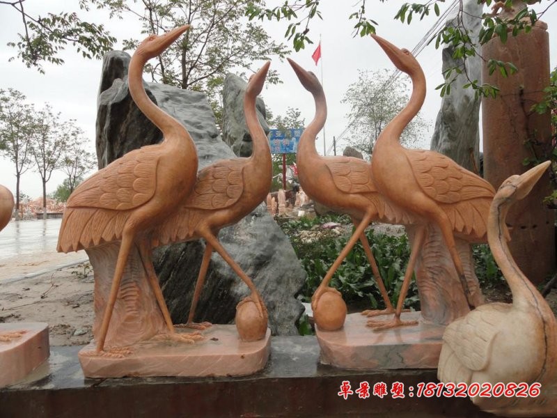 丹顶鹤石雕 晚霞红公园动物石雕