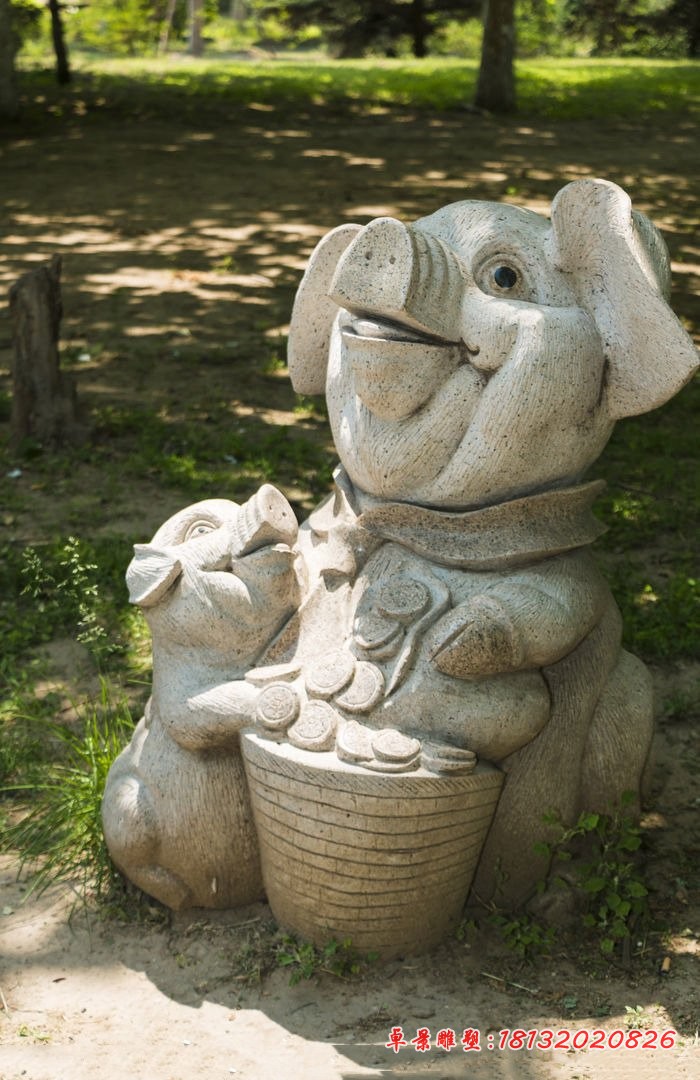 吉祥猪石雕 大理石动物雕塑
