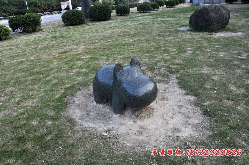 卡通小河马石雕 公园动物石雕
