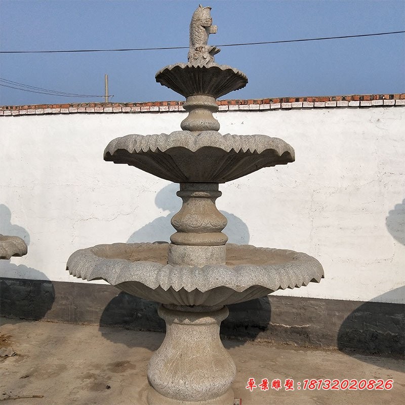鲤鱼喷泉石雕多层喷泉石雕