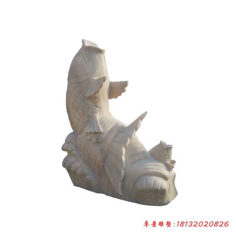 鲤鱼喷泉石雕小区景观雕塑