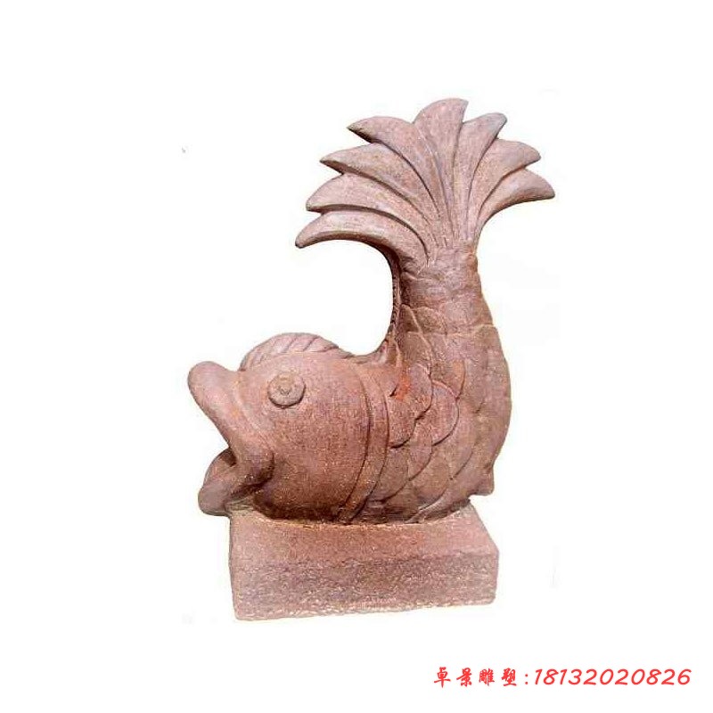 鲤鱼喷泉石雕小区景观雕塑 