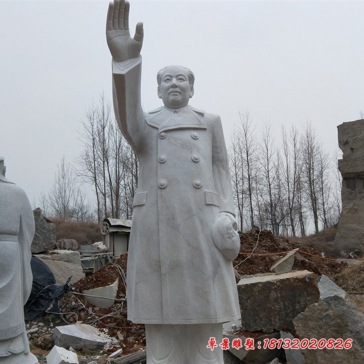立式伟人石雕挥手毛泽东雕塑