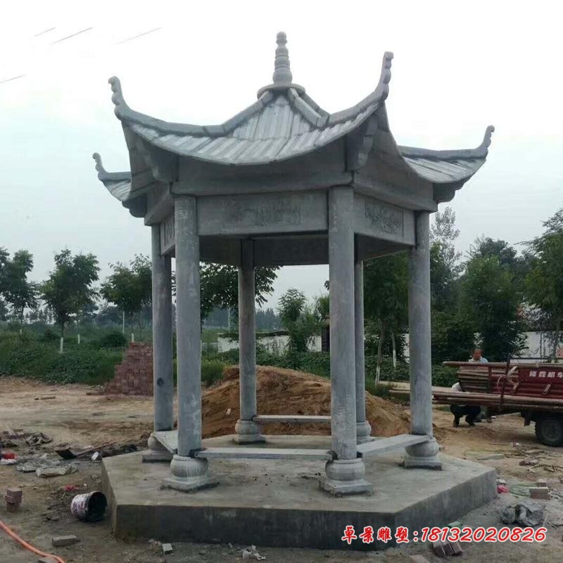 六角凉亭石雕园林景观石雕 (1)