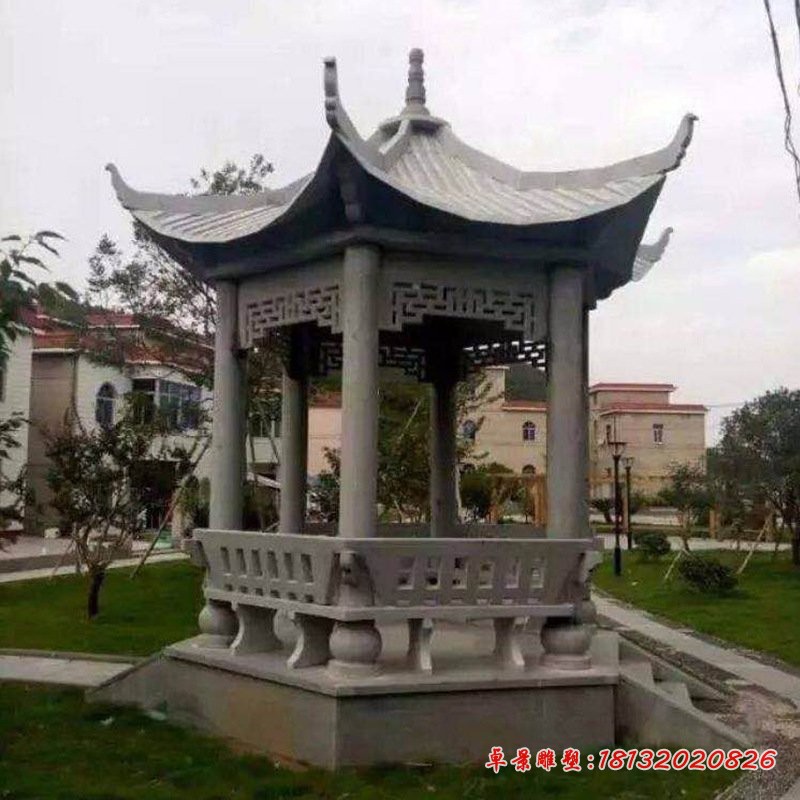 六角凉亭石雕小区景观石雕